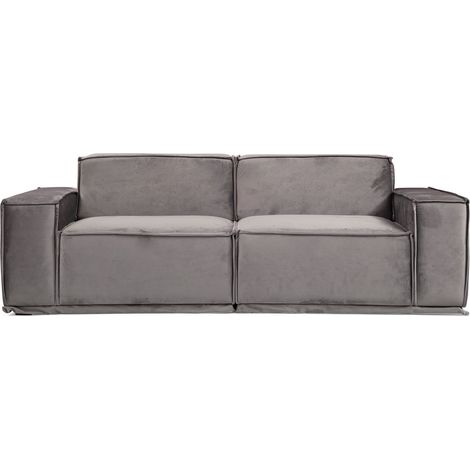 Canapé droit modulable velours gris Kego 2 places-2 places (1/5)