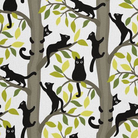 Tela decorativa para exteriores Oxford - motivo de gato negro en un árbol (1/5)