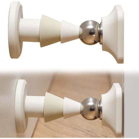 Butee de Porte Magnetique, Silicone Aucun Poinçonnage Requis Butee de Porte, 2 Méthodes D'installation Arret de Porte, Stop Porte, pour Portes de Chambre et de Salle de Bain (Blanc) (1/5)
