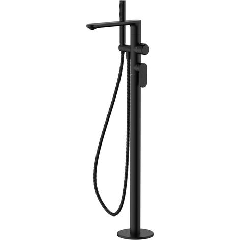 Avapax  Robinet de baignoire - Noir mat - Avec ensemble de douche - Laiton - Design moderne