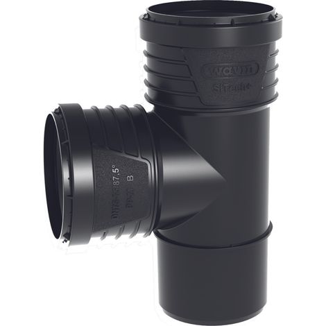 Raccordo sanitario PP-HT Sitech Plus 110x50/87,5, per scarico interno silenzioso, nero (1/4)