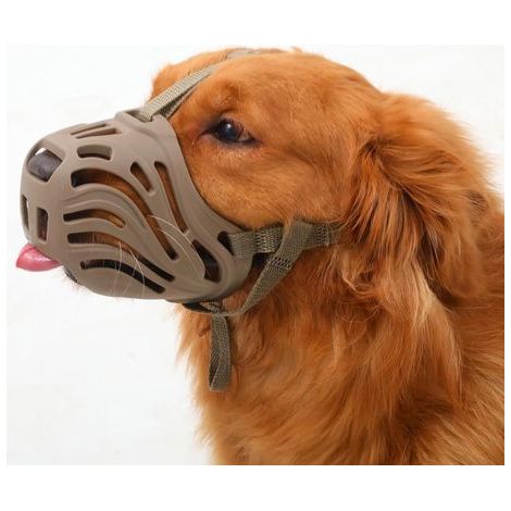 (Brun, L) Museliere pour Chien, Muselière en Silicone Souple Contre Les Morsures, Les Aboiements et Les Mâchonnements, Design Respirant, Adaptée au Dressage des Grands Chiens Agressifs