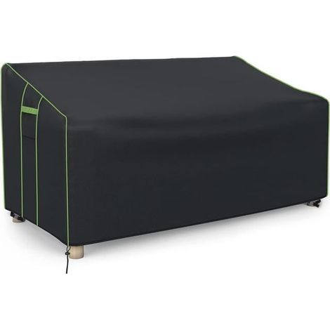 Housse de canapé d'extérieur en tissu Oxford argenté imperméable, housse imperméable pour banc de jardin, 231 x 109 x 64/83 cm, noir et vert