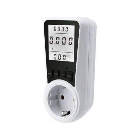 (Lumière blanche) Compteur d'énergie électrique à prise wattmètre, 7 modes de surveillance pour prise électrique avec écran LCD rétroéclairé, mesure de la consommation d'énergie et économie d'énergie, (1/4)