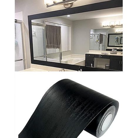 Papier peint autocollant imitation bois, noir, 8 cm x 5 m, imperméable, frise décorative amovible pour les murs de la cuisine ou de la salle de bain. (1/5)
