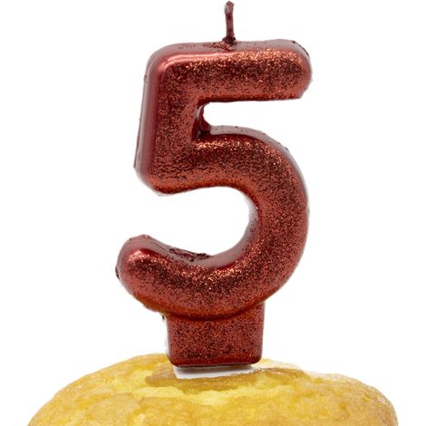 Numero 5 vela cumpleaños 7 cm Rojo (1/4)