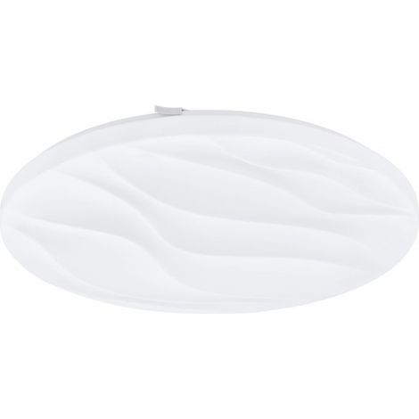 Plafonnier LED décor ondulé Plafonnier blanc Salon rond, acier, 24W 2500Lm blanc chaud, DxH 44x7 cm (1/2)