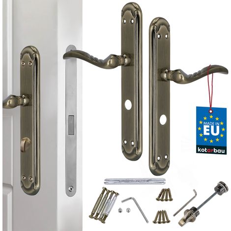 Poignée de porte longue, verrou de toilette pour salle de bain, finition patinée, 72 mm