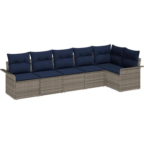 Maison Exclusive - Gartensofa-set mit Speicher 6 pcs Grau Poly-Ra
