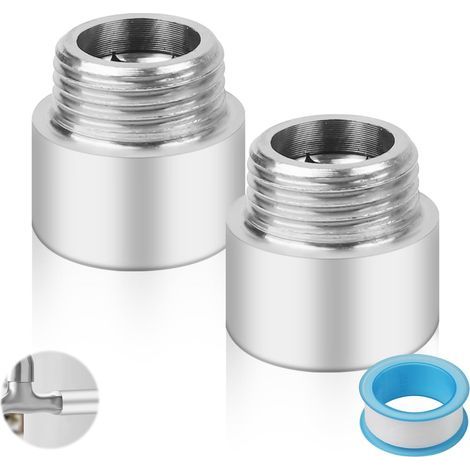 Set mit 2 Edelstahl-Wasserhahnverlängerungen G1/2, 20 mm, Gewindeanschluss für Badezimmer (1/5)