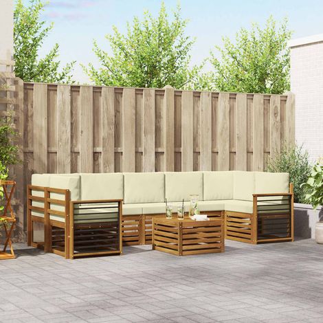 vidaXL Outdoor-Sofagarnitur 8 pcs Natur und Creme Massivholz Akazie (1/5)