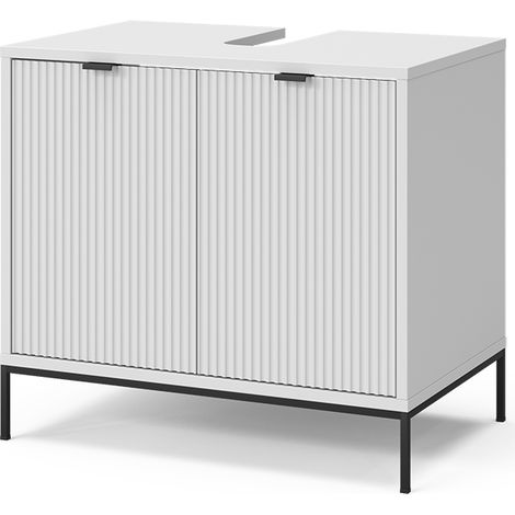 Meuble sous-lavabo Eliza, Blanc, 70x63cm avec 2 portes, Vicco