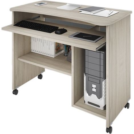 Computerhalterung Ulme mit Rollen H.76 L.93 P.48.5 cm