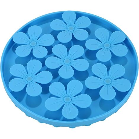 Blauer Anti-Glücks-Hundenapf, langsamer Futterspender für Haustiere, weiches Silikon für Katzen/Hunde, süße Blumenform, MUMU (1/4)