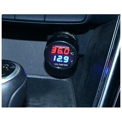 Voltmètre et thermomètre 2 en 1, affichage numérique voiture batterie tension jauge de température moniteur testeur mètre, DC 12 V 24 V (1/5)