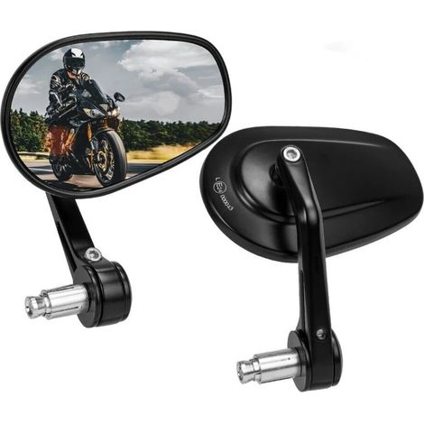 Rétroviseur Pour Guidon - 22 mm - Verre Convexe - Certification E24 - Pour Moto VTT Scooter - Lot De 2 (1/5)