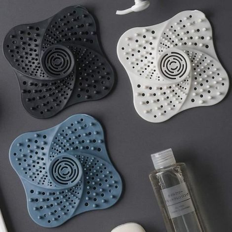 3-teiliges Set Silikon-Haarfänger für Dusche, Abfluss und Küche mit Saugnapf, Abflusssieb (1/4)