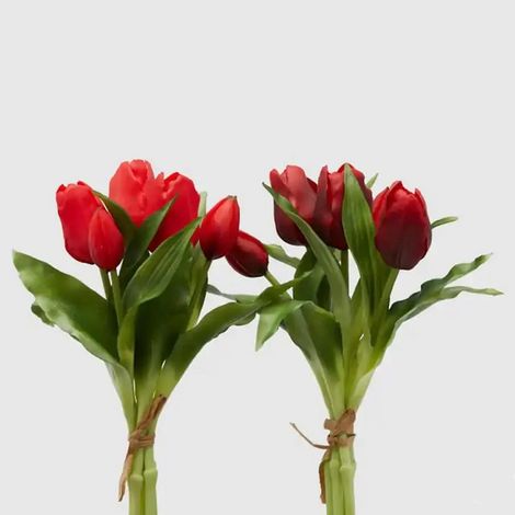 EDG BOUQUET TULIPANI OLIS ARTIFICIALE H28CM ROSSO ASSORTITO, CASA, ACCESSORI DECORATIVI, FIORI ARTIFICIALI