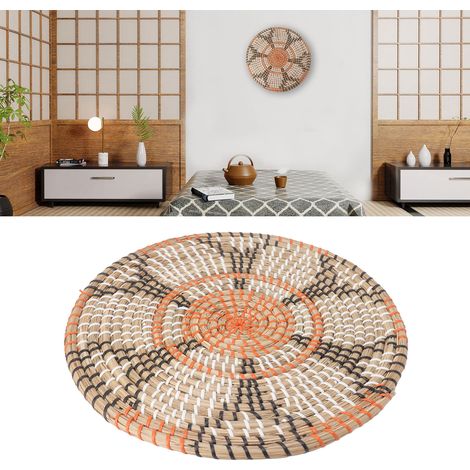 [Mesas de recepción] Juego de 4 mesas de recepción de estilo nórdico, tejidas en hierba, con aislamiento térmico [34 cm de diámetro], multifuncionales como mesas de recepción o decoración de pared. (1/5)