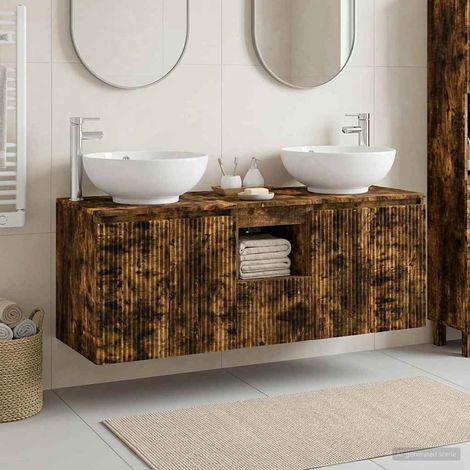 vidaXL Set di Armadi da Bagno 3 pz Rovere Fumo 49,5 x 44,5 x 65 cm (1/5)