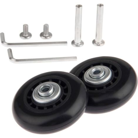 Roulette de valise 64x18mm – Lot de 2 roulettes de rechange avec essieux – Caoutchouc et acier – Roues silencieuses pour remorque (1/3)