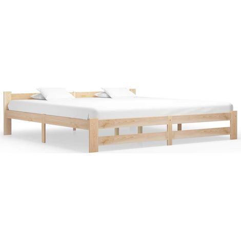Estructura de cama sin colchón madera maciza de pino 200x200 cm (1/5)
