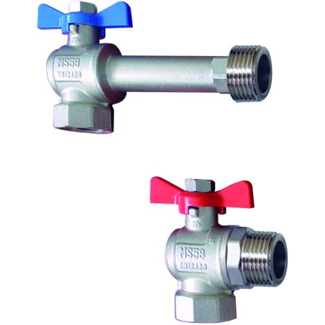 Purmo TempCo Kugelventilset FFJAMVNP44F44V5 1" IG x 1" AG flachdichtend, Eckform, vernickelt