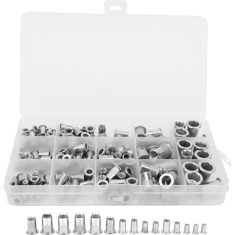 150 Pièces D'écrous à Rivet Insert Filetés M3 M4 M5 M6 M8 en Acier Inoxydable, Fixation Résistante pour Montage (1/5)