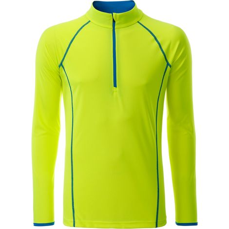 James & Nicholson Langarmshirt Herren JN498 Gr. 2XL bright-yellow/bright-blue (1/3)