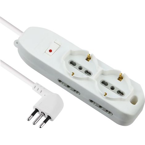 MULTIPRESA CON INTERRUTTORE 2 Schuko + 4 Bival.10/16A - 62047  - ELECTRALINE