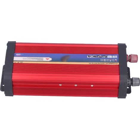 Convertisseur 1000W 12V-220V Onde Modifiée, Prise Allume-Cigare, Double Port USB Charge Rapide, Aluminium Rouge (1/5)