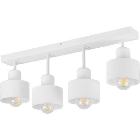Lámpara de techo blanca de madera y metal de estilo escandinavo, 4xE27, iluminación LED moderna para salón, cocina, dormitorio, habitación infantil, loft. (1/5)