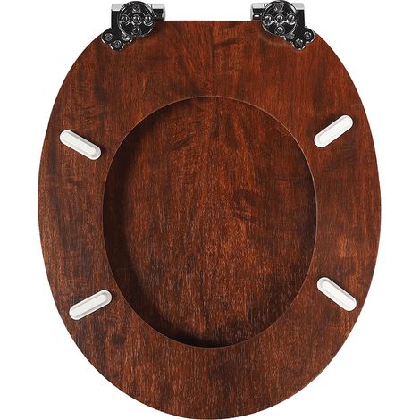 Abattant de toilettes Homseat en MDF avec fermeture amortie, aspect bois brun foncé (1/4)