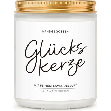 Duftkerze mit Spruch und Lavendelduft, Sojawachskerze im Glas