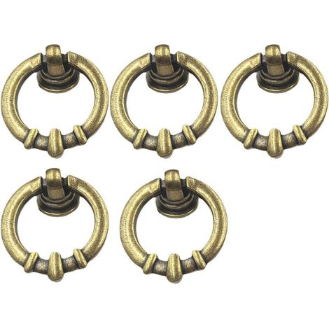 Vintage Furniture Handle, Antique Brass Pull Handle, Knobs with Screws, for Kitchen Cabinets, Drawers, Dressers, Doors (Copper Pull Ring - 5 (1/5)