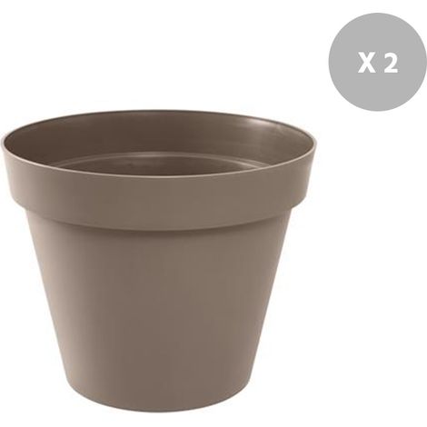 EDA – Lot de 2 pots de fleur rond 60 cm – Hauteur 47 cm – Réserve d'eau – Résistant au gel et aux UV – Fabriqué en France