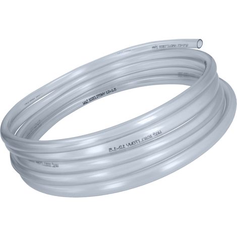 Technischer Schlauch aus Kunststoff für Öl, Benzin, Luft, Wasser, transparent, 12/1,5 mm, 5 m (1/5)