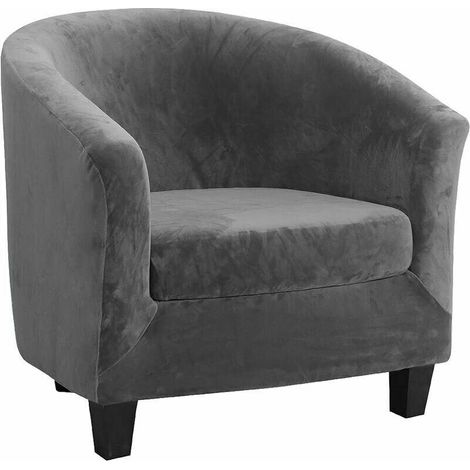 Stretch Armchair Slipcover Velvet Tub Chair Sofa Slipcover Washable Chair Covers Armchair Protector - Beige (Gray)