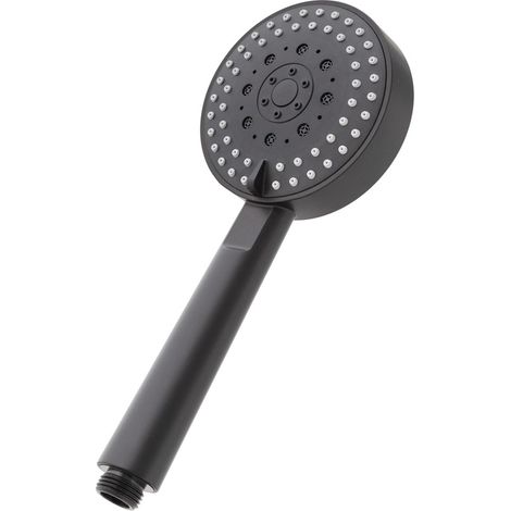 Doccino tondo 25,5cm nero opaco multigetto a getti concentrici in ABS anticalcare Hidra (1/3)