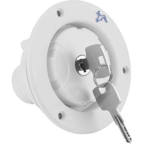 Inlet Verrouillable 80mm Bouchon D'eau étanche Inlet Remplissage Réservoir avec 2 Clés Convient pour 38mm Conduites D'eau, 30-40mm Plaque de Porte pour RV Camping-Car Remorque Caravane Bateau (1/5)