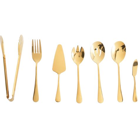Cutlery Set 7 Pieces Gold Stainless Steel Functional Set Butter Knife Fish Fork Salad Fork Cake Shovel Kitchen Tongs Vegetable Spoon Glamour ZITI (1/5)