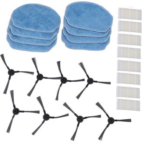Ortviai Kit d'accessoires pour robot aspirateur et laveur Mannv BR150/BR151 – 8 chiffons, 8 brosses latérales, 8 filtres