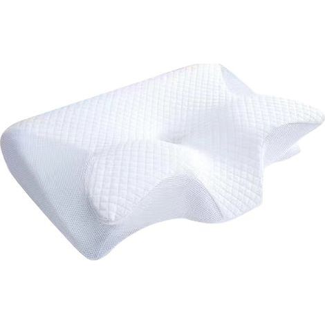Oreiller cervical viscoélastique, oreiller orthopédique ergonomique 2 en 1 pour soulager les douleurs cervicales, oreiller de soutien profilé, 1 pièce, blanc-AquaForge (1/3)