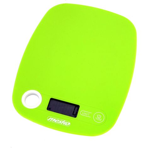 Mesko MS3159G Báscula de Cocina Digital Extraplana, Medición 1gr, Hasta 5 kg, LCD, Función Tara, Medición Líquidos Verde (1/5)