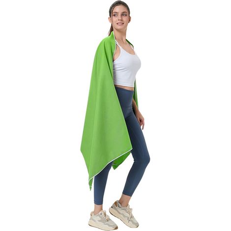 Vert clair – Serviette microfibre 76x190cm, fermeture magnétique, séchage rapide, légère, absorbante, idéale plage piscine sauna (1/5)