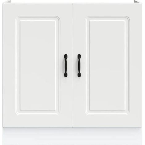 Meuble-lavabo de salle de bain 80x46x81,5 cm en bois d'ingénierie blanc avec socle pour vasque (1/5)