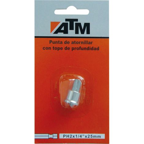 Punte per cacciavite marca ATM PH2x1/4" con arresto di profondità, lunghe 50 mm (1/2)
