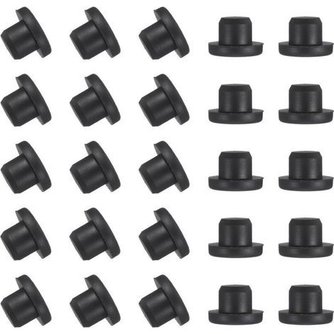 25 bouchons en silicone en forme de T, diamètre 13,5 mm, réutilisables, élastiques et étanches, ronds et solides pour tuyaux, noirs. (1/4)