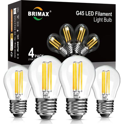 Ampoule E27 Dimmable 6W Équiv 60W Filament LED Edison 600LM 2700K Blanc Chaud AC 220-240V Verre, pour Lampe de Table et Lustre, Lot de 4 (1/5)