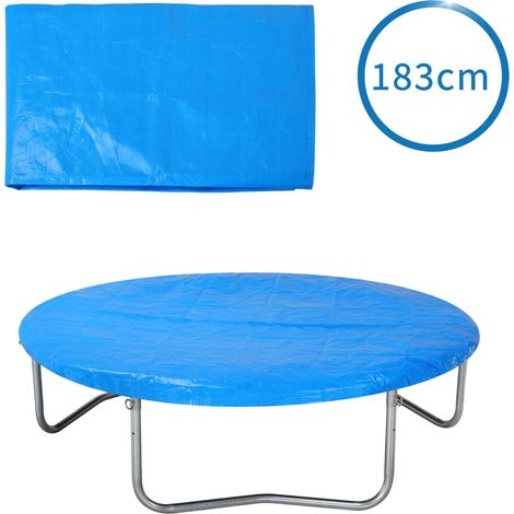 Bâche de protection pour trampoline Ø 183 - 426 cm bleu Housse en PE résistante aux UV pluie neige soleil  183 cm - bleu (1/7)